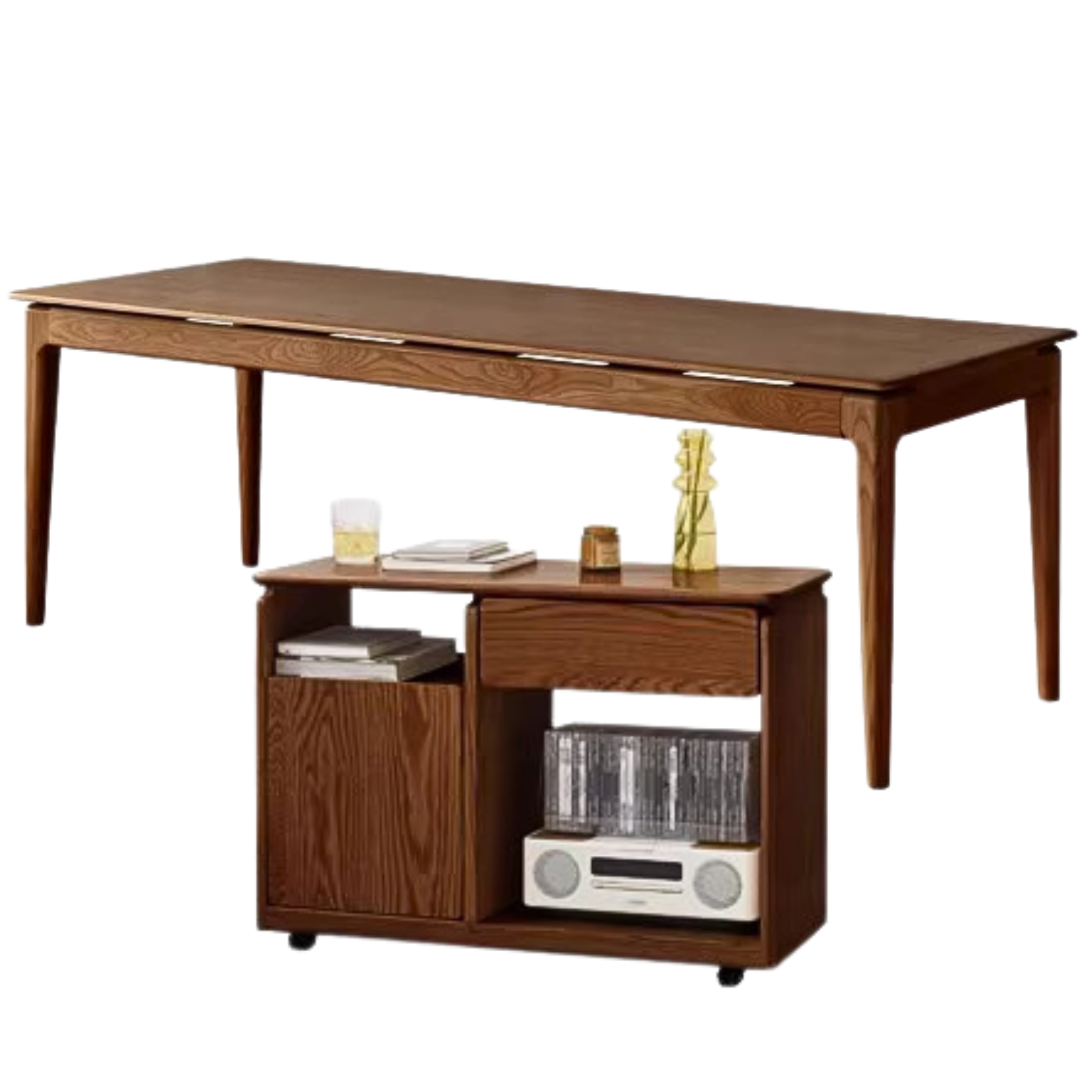Premium Black Walnut & Ash Solid Wood Office Desk - Long Executive Work Table for Home & Business Use - Perfect for Modern Workspaces, Study Rooms & Office Decor