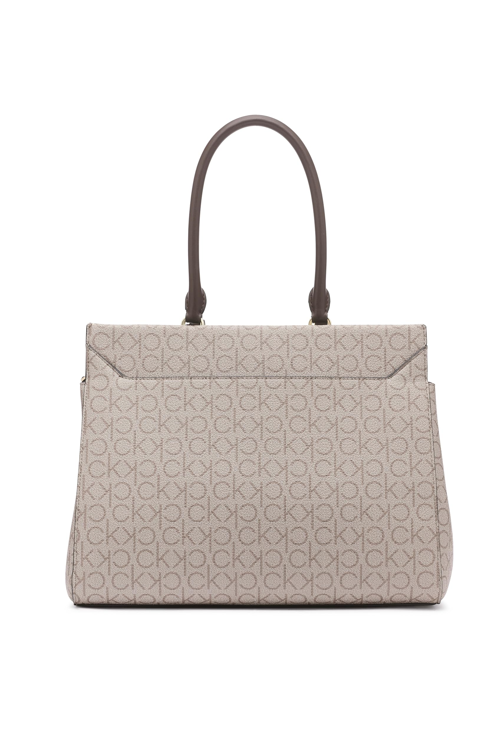 Calvin Klein Becky Tote Bag for Women - 2 in 1 Convertible Vegan Leather Purse with Monogram Design & 3 Pockets | Work, Travel & Everyday Use Handbag