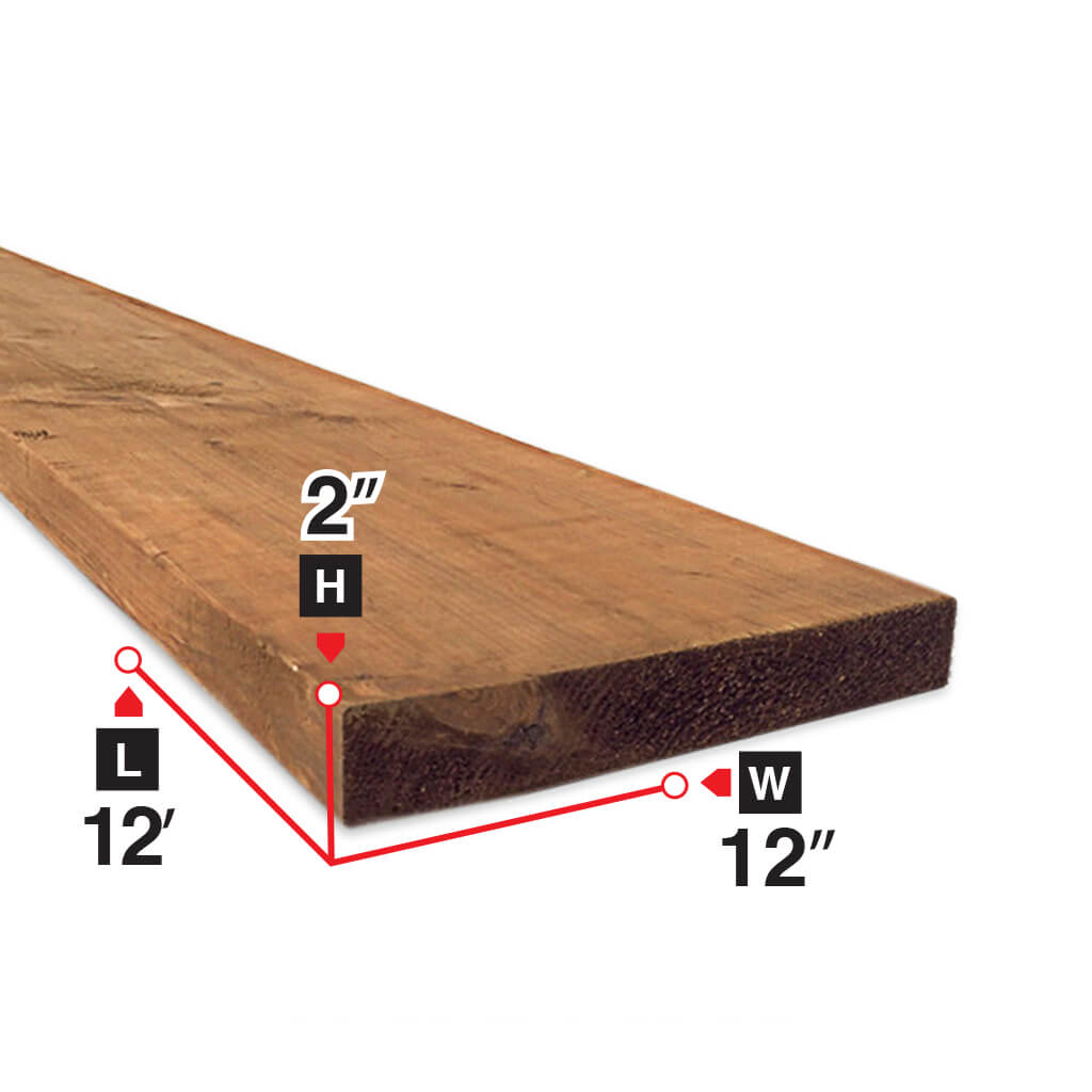2 in. x 12 in. x 12 ft. Brown Pressure Treated Lumber - Premium Outdoor Wood for Decks, Fences & Landscaping Projects