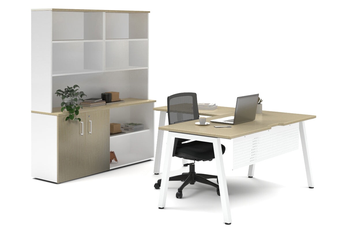 Quadro A Legs L-Shaped Executive Desk with White Legs [1600L x 1700W] - Perfect for Home Office & Modern Workspace Setup