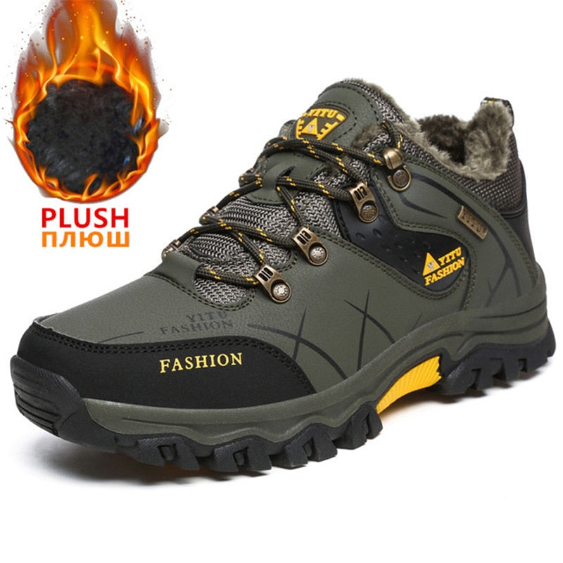 Waterproof Men's Winter Snow Boots - Leather Hiking Boots for Outdoor Work & Travel - Super Warm & Durable (Sizes 39-47) - Perfect for College, Camping & Winter Adventures