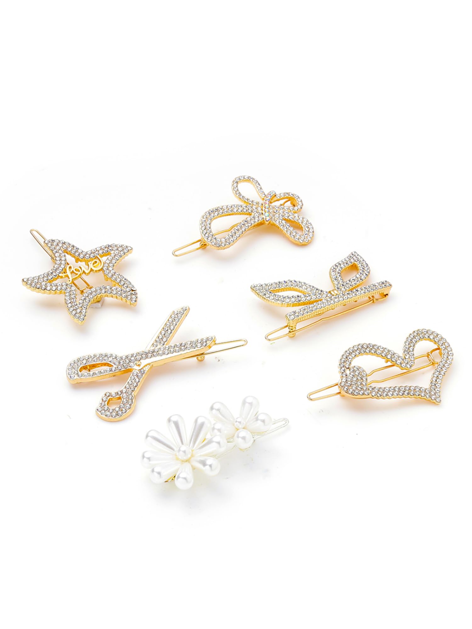 Golden Star Bow Hair Clips for Women & Girls - 5PCS Yellow Alligator Hair Clips with Chimes - Hair Accessories for Women, Girls, Teens - Perfect for School, Parties, Weddings & Daily Styling