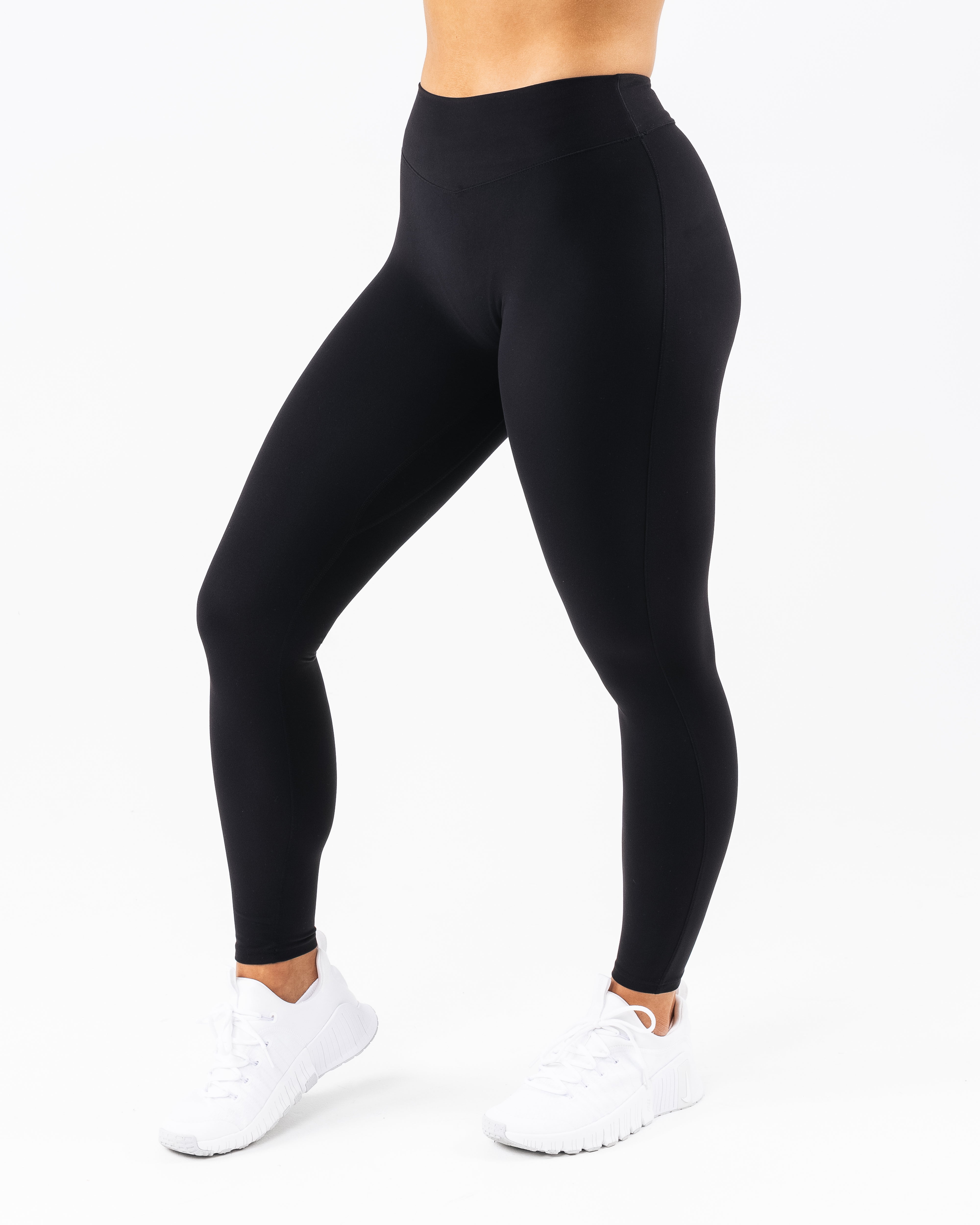 High Waist Dip Back Leggings for Women - Black - Perfect for Yoga, Workouts & Casual Wear