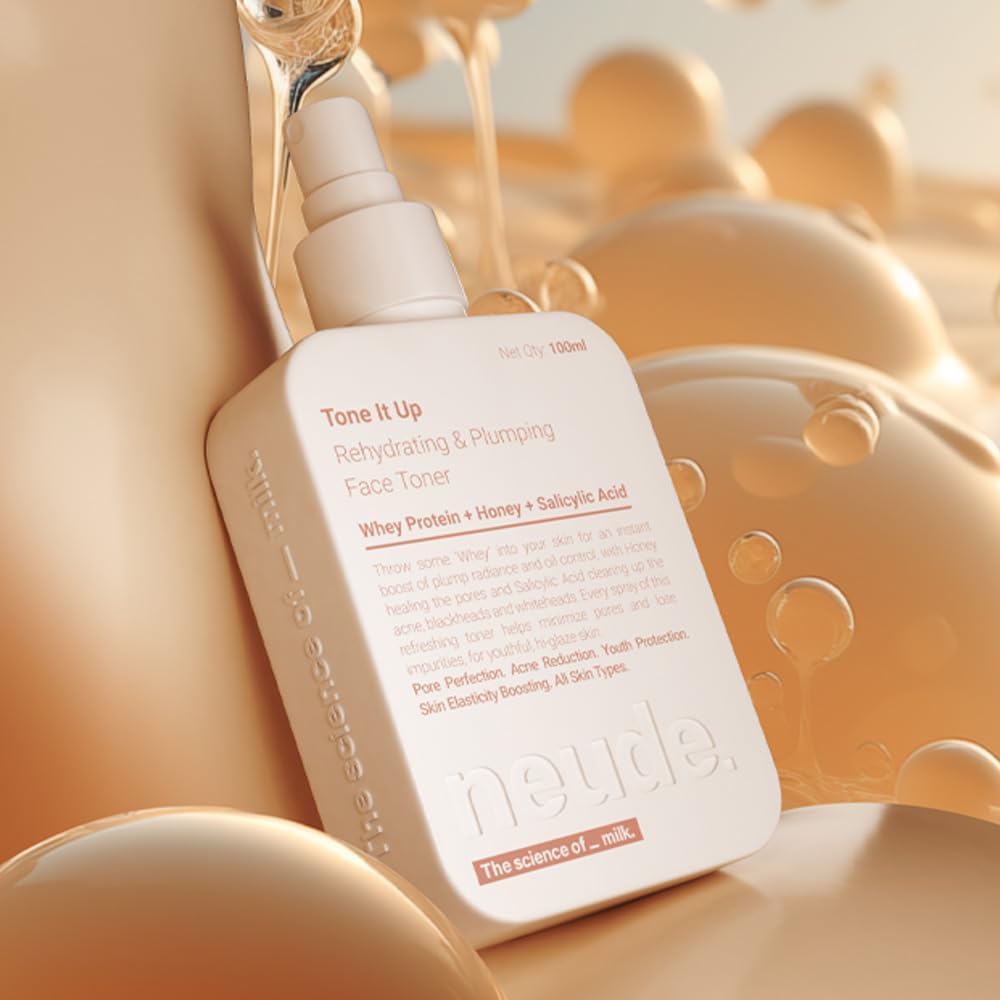 Niacinamide Face Toner 100ml with Whey Protein & Milk Peptides - 2% Salicylic Acid for Oily & Acne-Prone Skin | Hydrating, Brightening, Pore Minimizing Treatment | Fades Dark Spots & Smooths Skin Texture | Perfect for Daily Skincare Routine & Post-Workout Refreshment