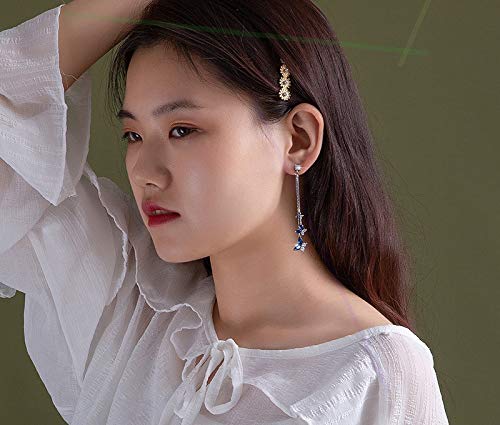 Zircon Butterfly Tassel Earrings for Women - Long Dangle Earrings with Crystal & Imitation Pearl - Rhinestone Drop Earrings for Party, Wedding & Evening Wear