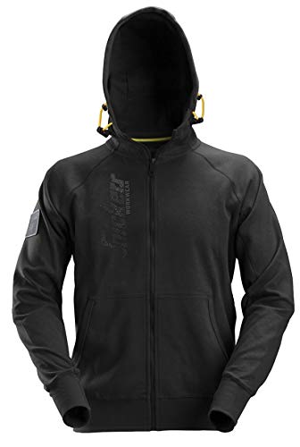 Snickers Workwear 2880 Logo Full Zip Hoodie for Men - Heavy Duty Work Jacket with Pockets - Comfortable Fleece Lining for Construction, Outdoor & Winter Wear