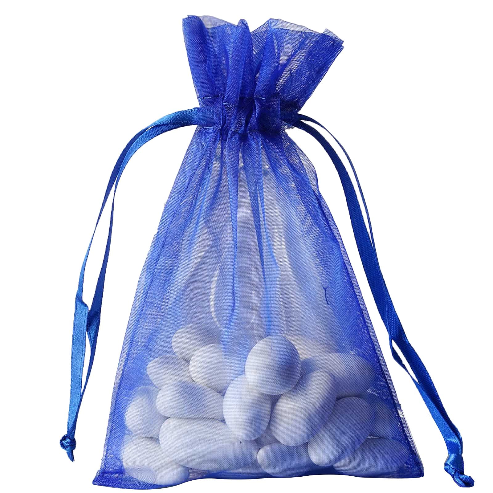 50 Pcs 4x6 Inch Royal Blue Organza Drawstring Bags - Wedding Favors, Jewelry Pouches, Gift Bags for Candy, Party Supplies & Bridal Shower - Elegant Favor Bags for Birthdays, Baby Showers & Special Events
