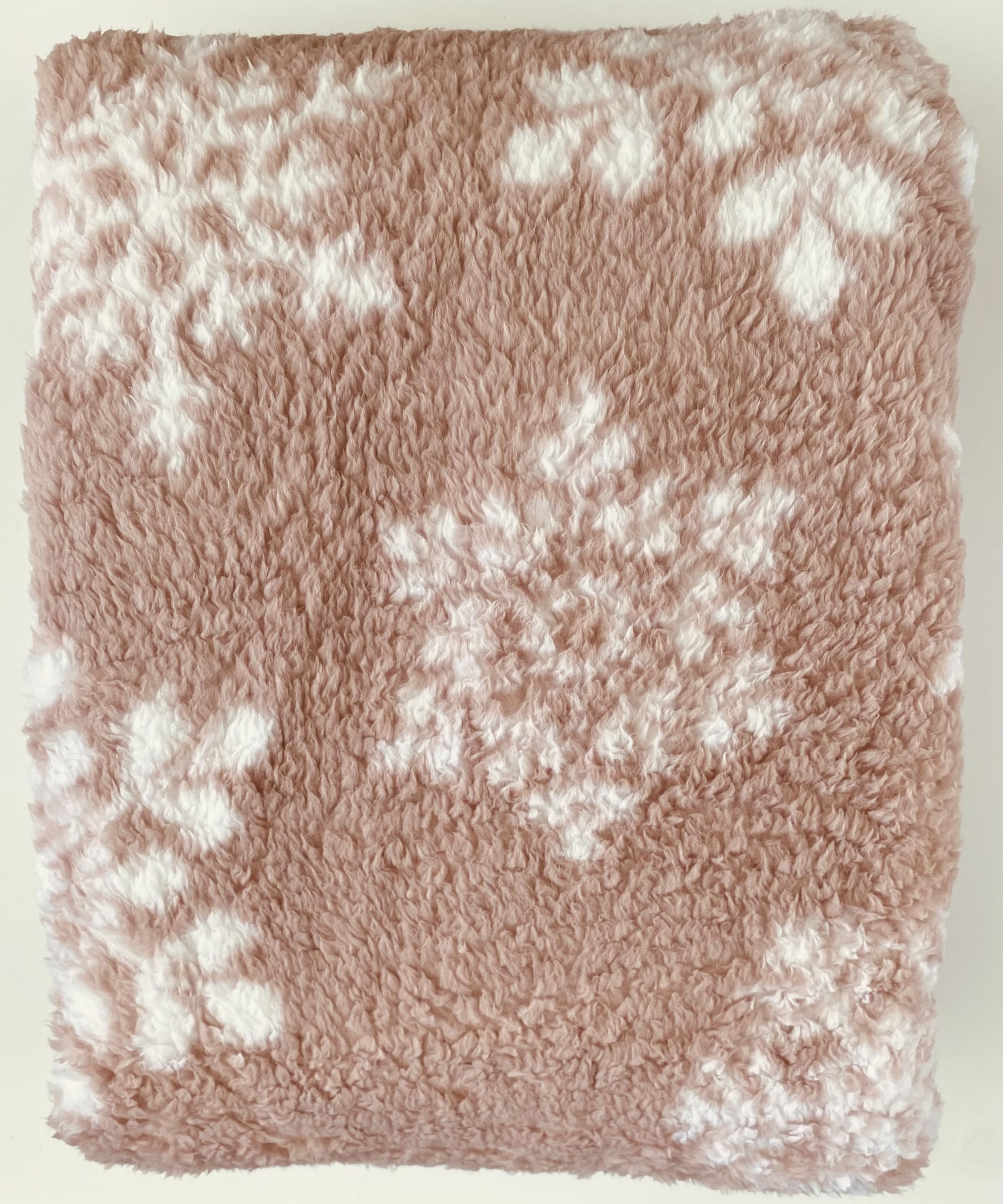 Berkshire Sherpa Throw Blanket - Double Sided, Blush Glam Snowflake - Cozy for Winter & Home Decor