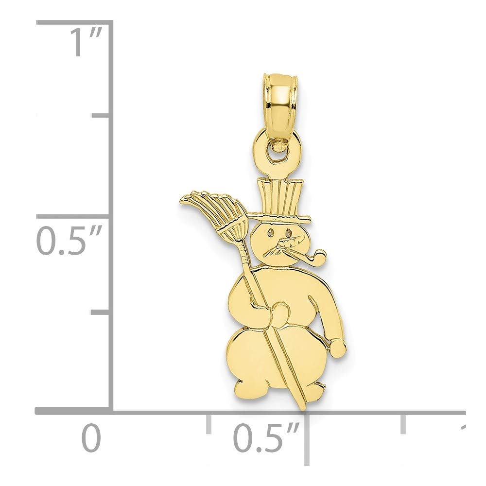 10K Yellow Gold Polished Snowman Charm Pendant - Christmas Holiday Jewelry Gift for Women, Perfect for Necklaces, Bracelets & Holiday Celebrations