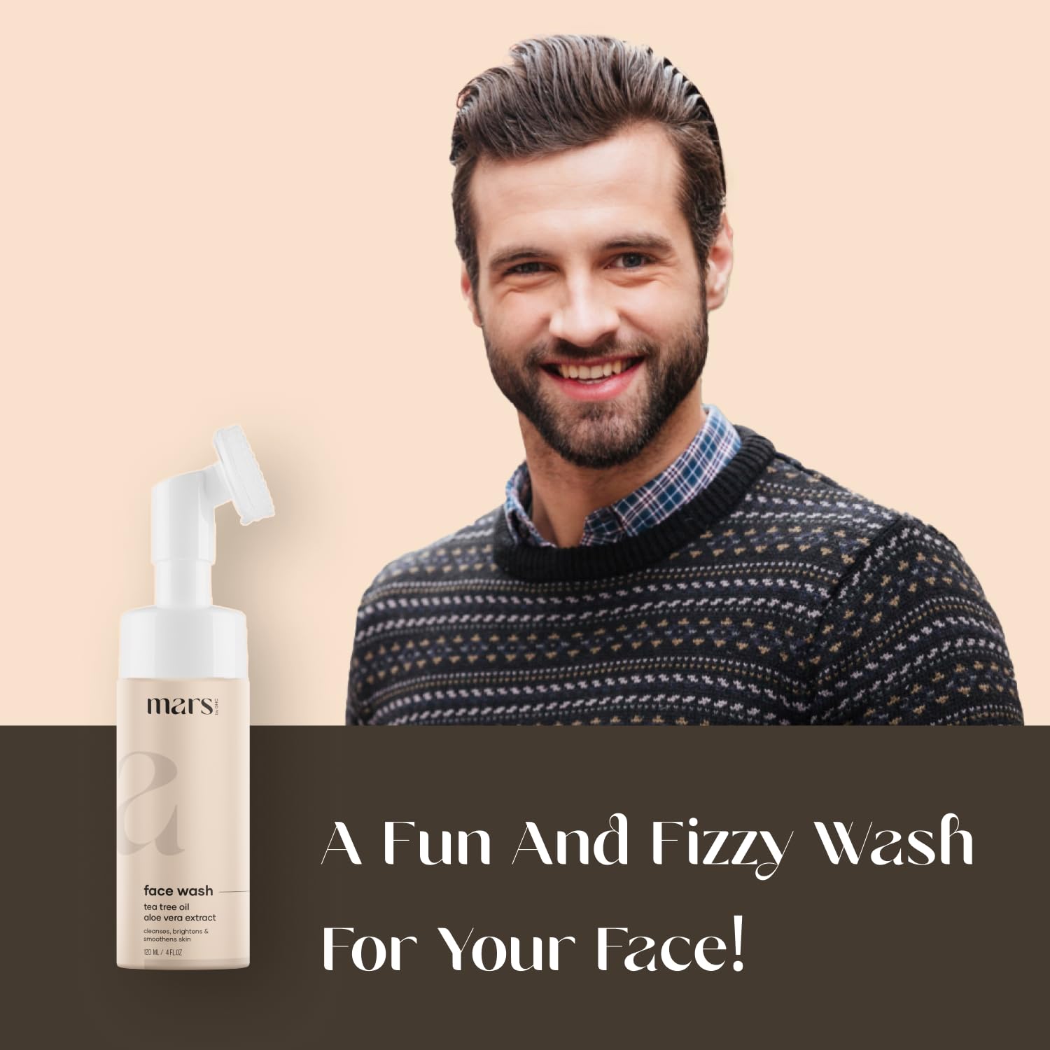 GHC Tea Tree Foaming Face Wash with Built-In Brush for Acne & Oily Skin - Hydrating, Deep Cleansing, Nourishing & Moisturizing Facial Cleanser | Chemical-Free, 120ml | Perfect for Daily Skincare Routine & Travel