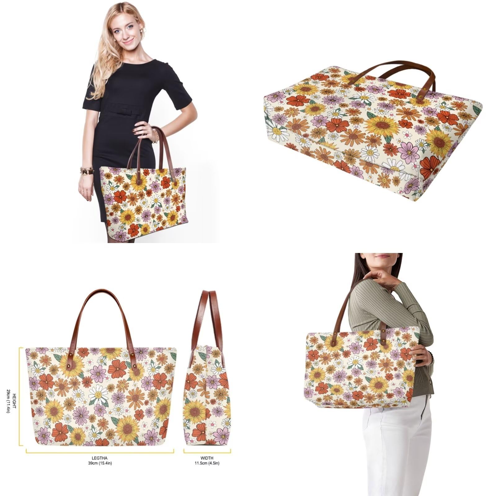 **Coloranimal Cute Animal Print Women's Tote Bag - Large Crossbody Handbag with Top Handle, Long Purse Wallet for Work, Travel & Everyday Use**