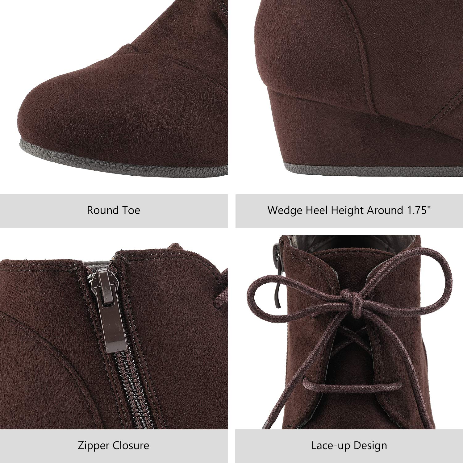 DREAM PAIRS Girls Low Wedge Heel Booties with Side Zipper - Ankle Boots for Toddler, Little Kid & Big Kid - Perfect for School, Parties & Everyday Wear