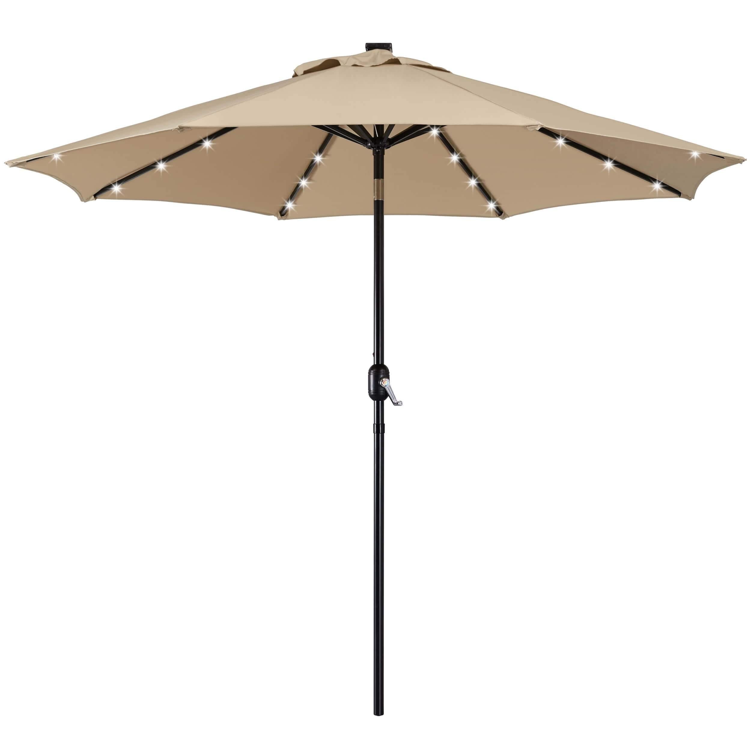 Yaheetech 9FT Solar Powered Patio Umbrella with LED Lights - Outdoor Cantilever Sun Shade for Garden, Poolside, Deck & Backyard Relaxation