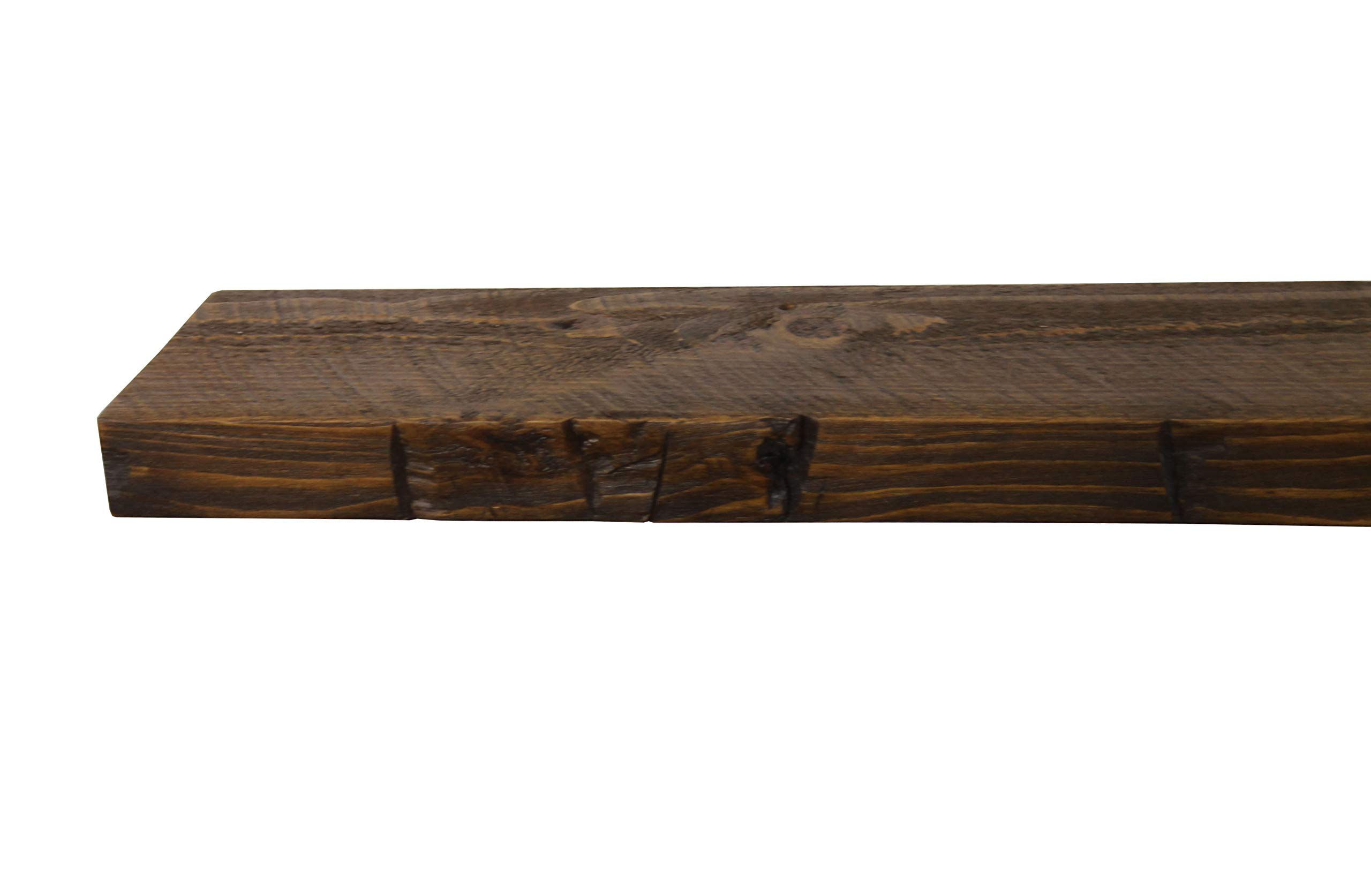 Joel's Antiques 42 Inch Floating Shelves for Wall - Natural Wood Wall Mounted Shelves with Easy Installation | Heavy Duty Rustic Bookshelves for Bathroom, Kitchen, Living Room Decor | Medium Brown 42x7x2 Inches | Perfect for Home Office, Bedroom Storage & Displaying Collectibles