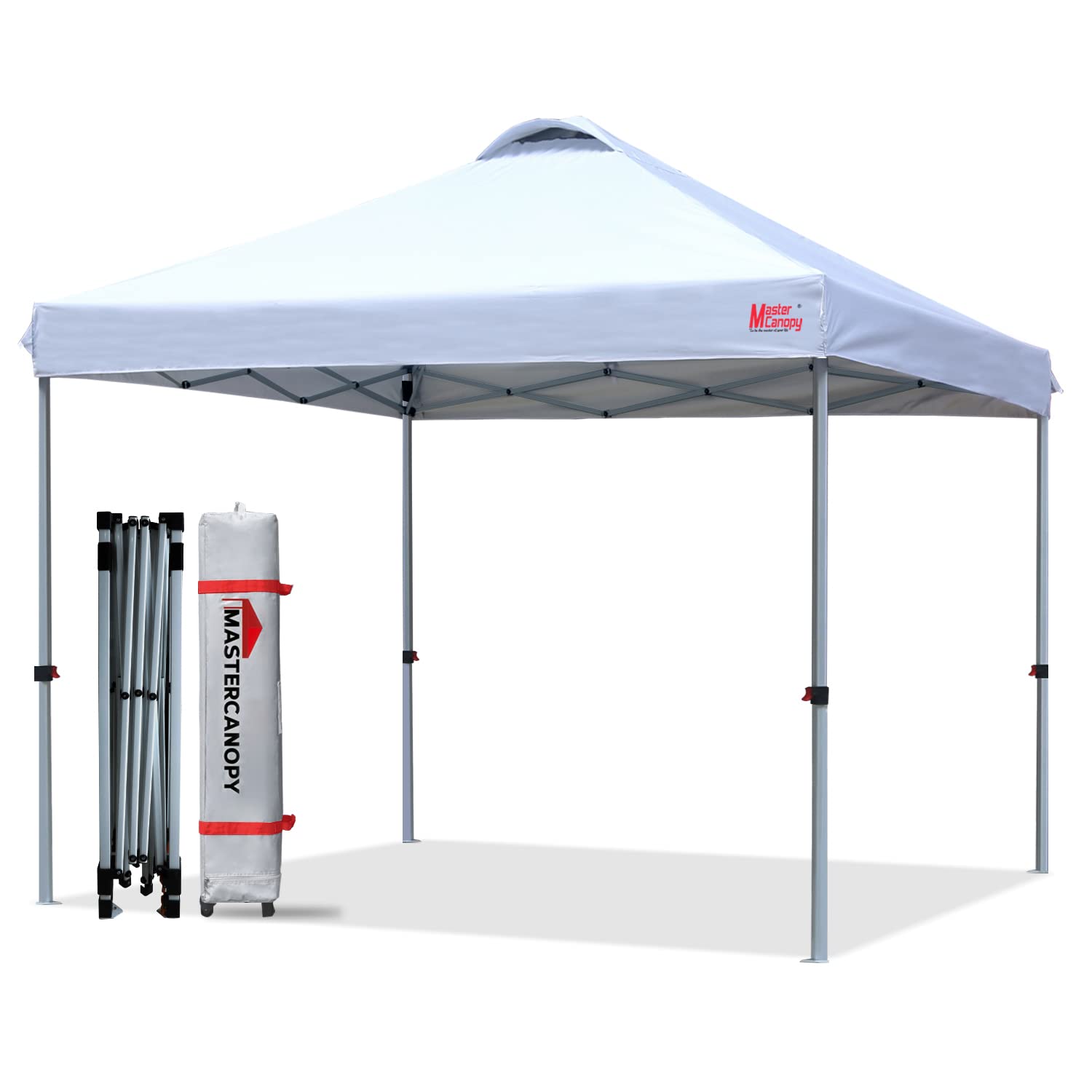 MASTERCANOPY 8x8 FT Heavy Duty Pop Up Canopy Tent with Carry Bag - Waterproof Instant Shelter for Outdoor Events, Camping, Beach, Picnics & Backyard Parties (White)