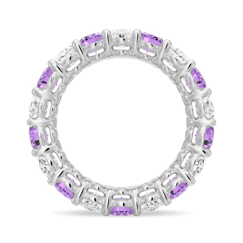 6.6 CT Lab-Created White Sapphire & Purple Amethyst Gemstone Ring - Elegant Wedding Band, Anniversary Gift for Her, Perfect for Engagement & Special Occasions