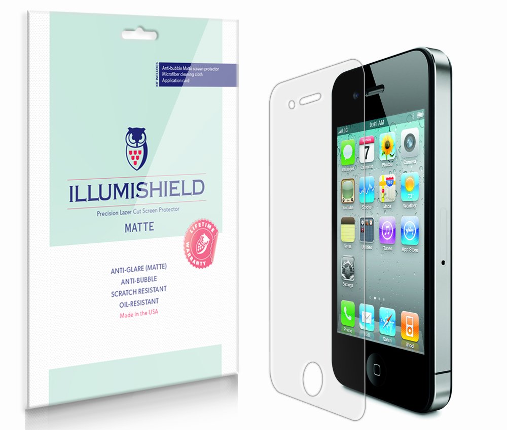 iLLumiShield Matte Screen Protector for Apple iPhone 4S (Sprint) - 3 Pack Anti Glare, Anti Bubble, Anti Fingerprint PET Film - Perfect for Work, Travel & Everyday Protection