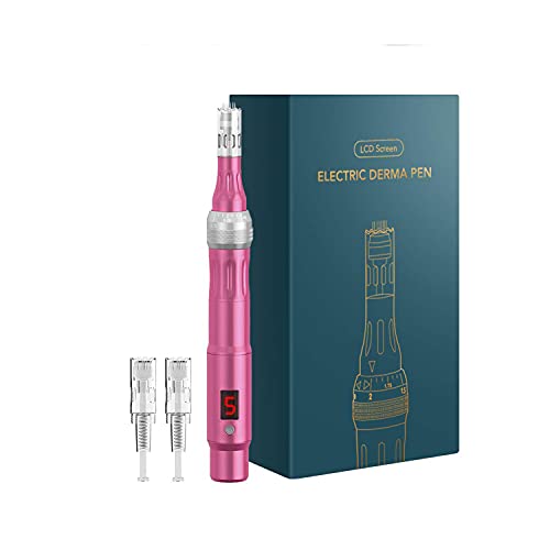 Professional Electric Derma Pen - Wireless Microneedling Device with 5 Speed Settings & 2 Replacement Cartridges | At-Home Skin Rejuvenation for Wrinkles, Acne Scars & Anti-Aging | Face & Body Treatment for Glowing Skin