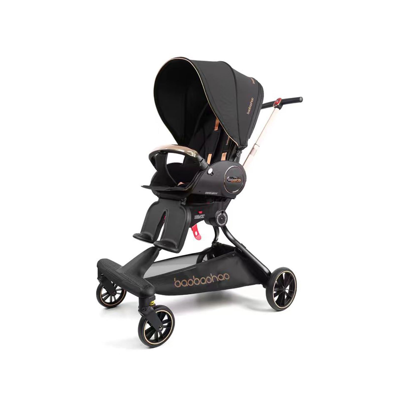 Lightweight Baby Stroller with 360° Rotating Wheels & Adjustable Canopy - Foldable Travel Stroller for Newborns & Toddlers | All-Terrain Wheels, Storage Basket & Peekaboo Window | Perfect for Park Walks, Shopping & Family Outings (Black)