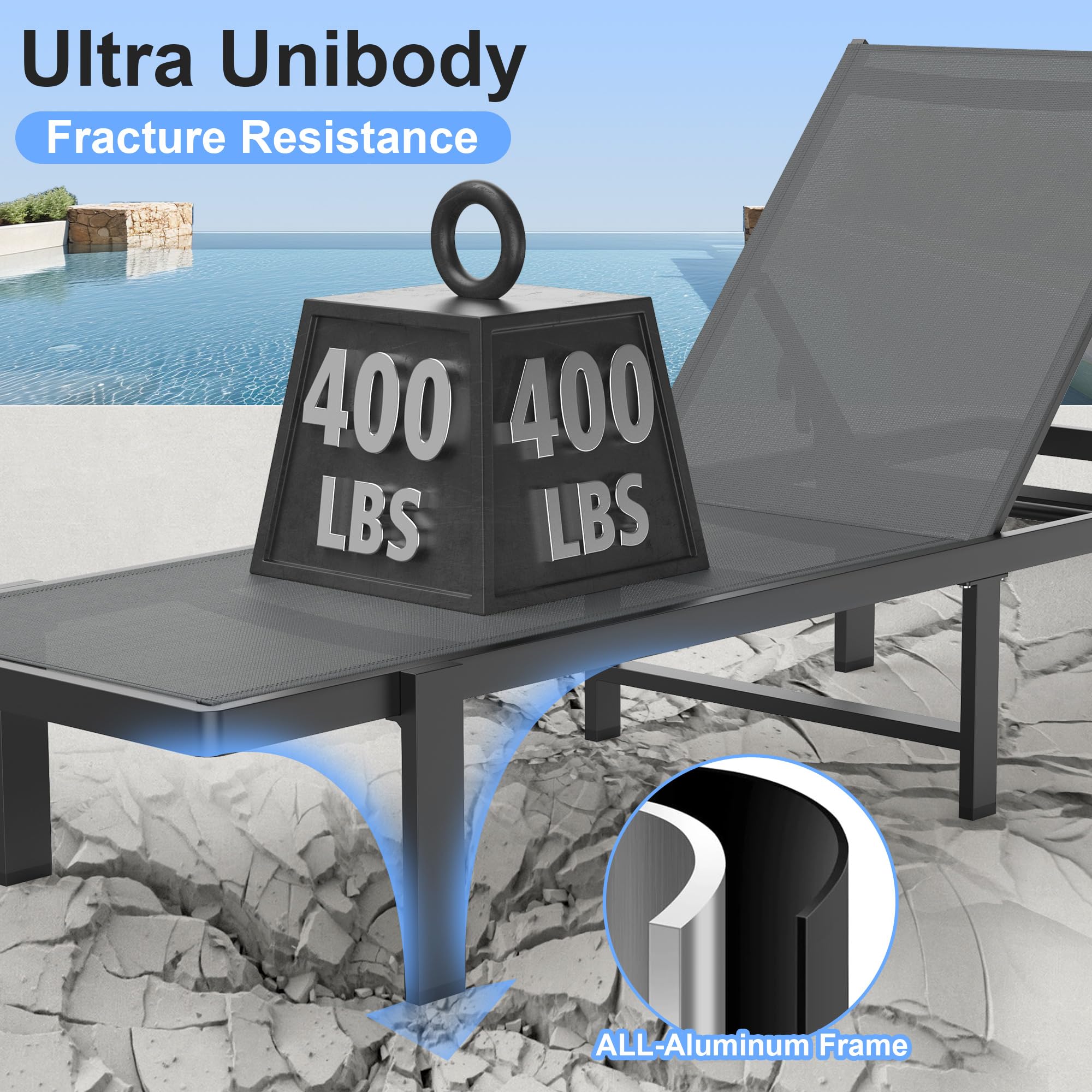 **Adjustable Outdoor Lounge Chair - Weather-Resistant Aluminum Tanning Chaise for Patio, Pool & Beach - Perfect for Sunbathing & Relaxing in Grey**
