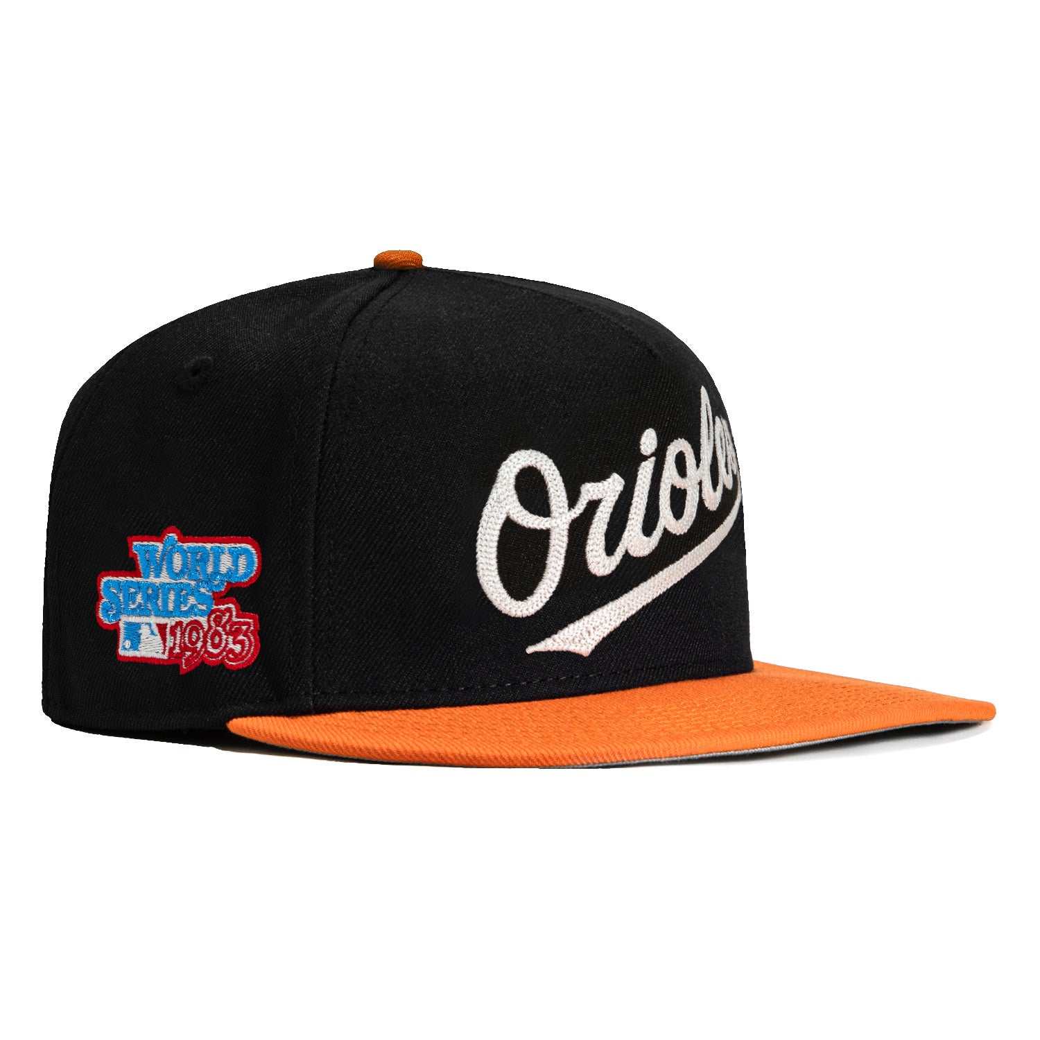 New Era 59Fifty A-Frame Glow Chain Stitch Baltimore Orioles 1983 World Series Patch Snapback Hat - Black & Orange - Official MLB Licensed Baseball Cap for Men & Women - Perfect for Games, Collecting & Streetwear Fashion