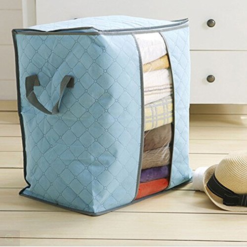 Ampopt Underbed Storage Bag - Woven Fabric Organizer Box for Clothes, Shoes & Seasonal Items - Portable & Space-Saving Solution for Bedroom, Closet & Home Organization