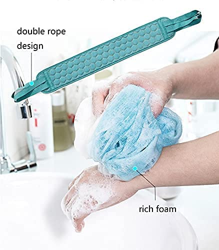 Keskriva Exfoliating Bath Gloves & Loofah Set - 3PCS Body Scrubber for Dead Skin Removal, Double-Sided Shower Sponge - Easy Clean Back Scrubber for Men & Women - Perfect for Deep Cleansing & Spa Days at Home