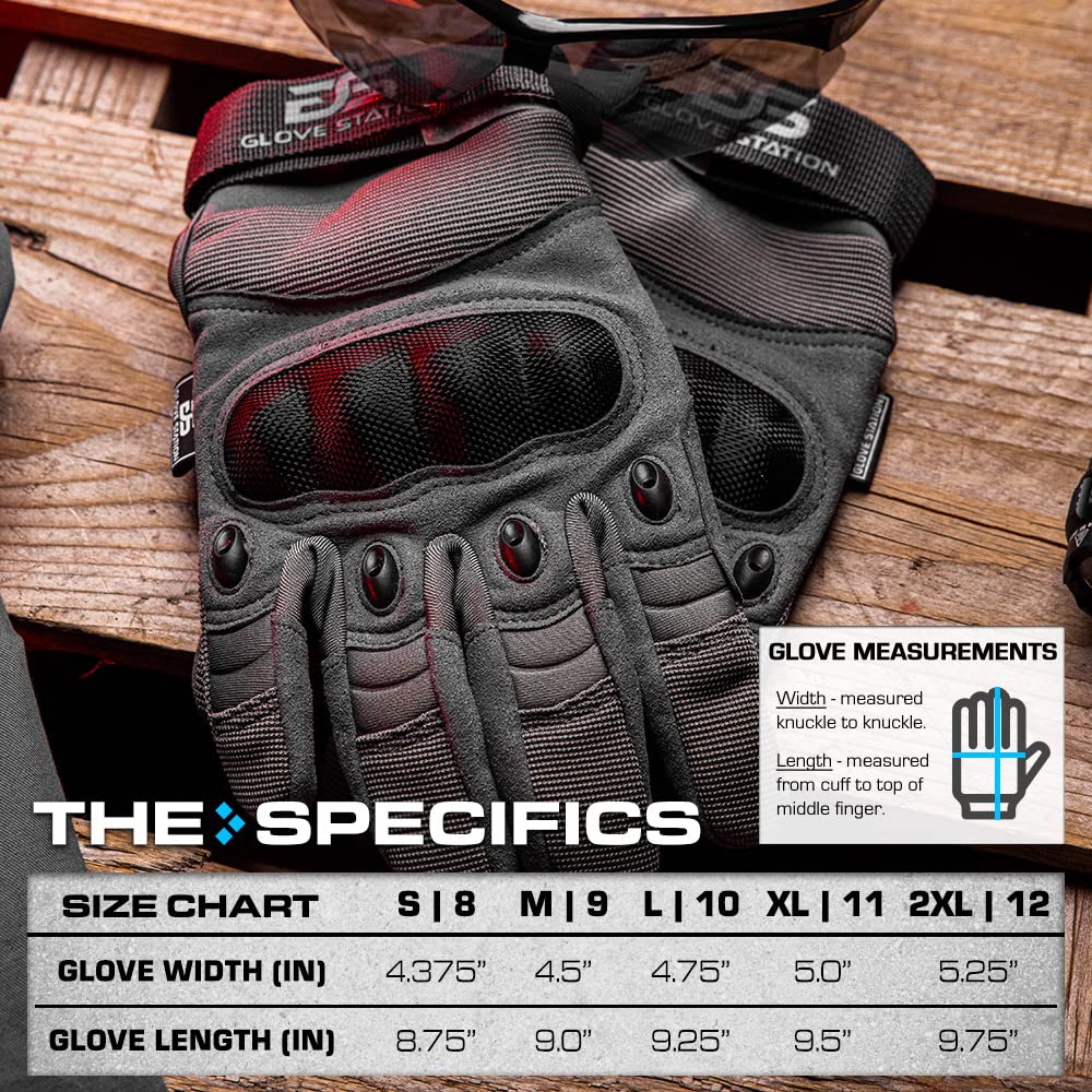 Tactical Shooting Gloves for Men & Women - Hard Knuckle, Touchscreen Fingers - Durable Outdoor Work, Hunting & Range Gloves - Perfect for Shooting, Construction & Motorcycle Riding