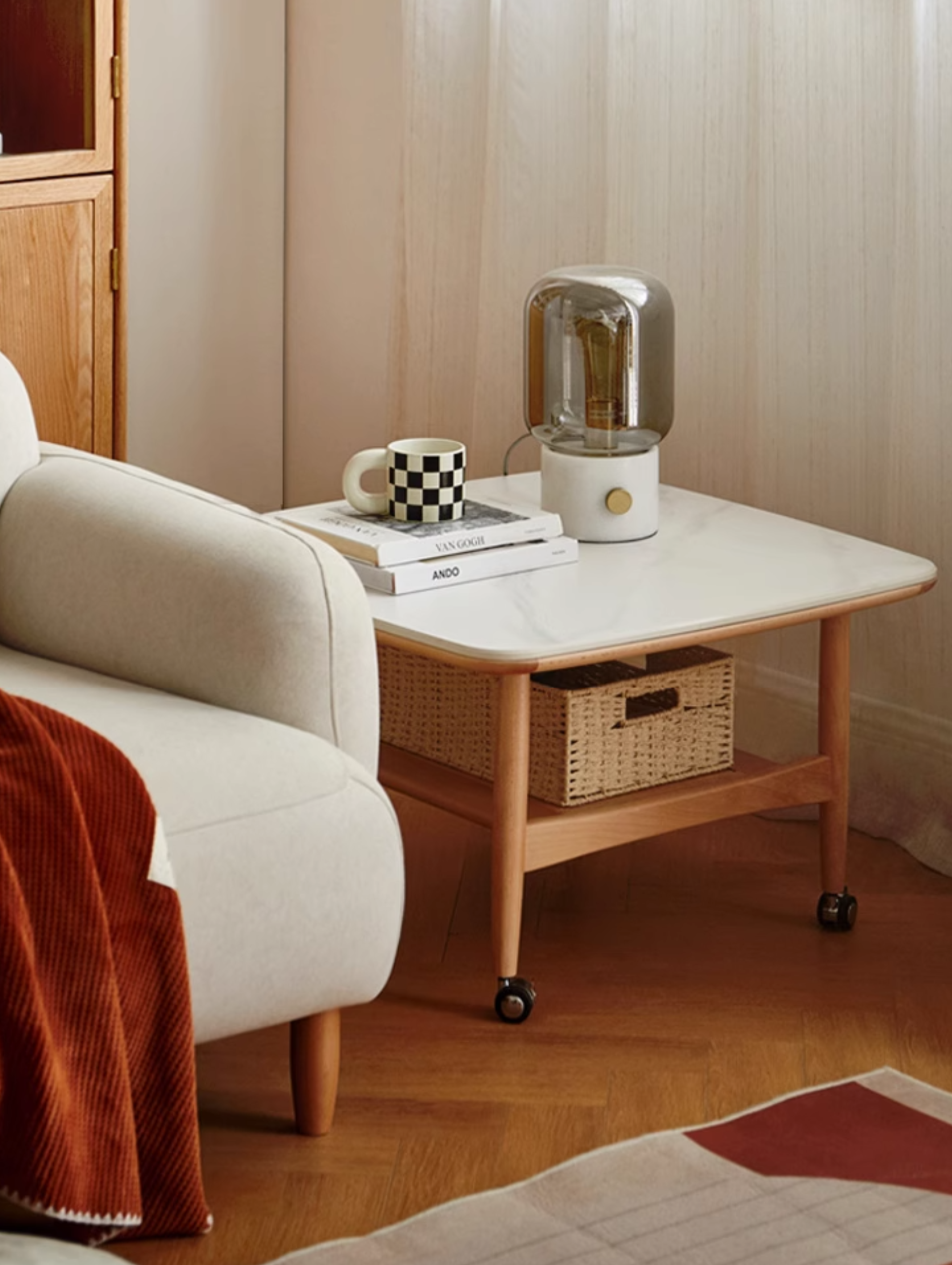 Premium Oak Solid Wood Rocking Tea Table - Handcrafted Rustic Coffee Table for Living Room, Patio & Outdoor Relaxation