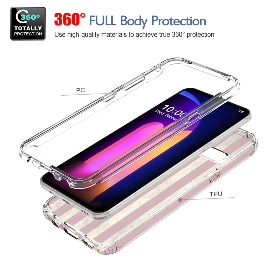 **LG V60 ThinQ 5G Case with Tempered Glass Screen Protector - Clear USA Flag Design, Shockproof Full Body Protective Cover for LG V60/LM-V600 - Perfect for Travel, Work & Everyday Use**
