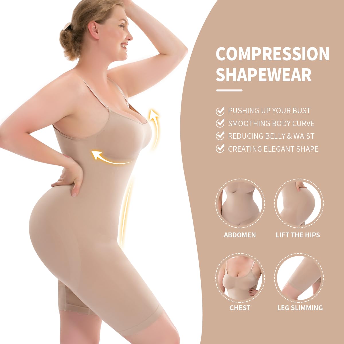 Best Full Body Shapewear for Women - Tummy Control Bodysuit with Butt Lift & Thigh Slimming - Perfect for Dresses, Workouts & Everyday Wear