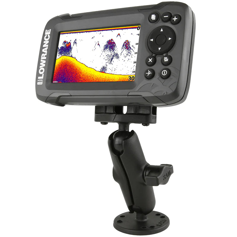 RAM B Size 1 Fishfinder Mount for Lowrance Hook Series - RAM B 101 LO12 - Marine GPS Mounting Bracket for Fishing Boats & Kayaks