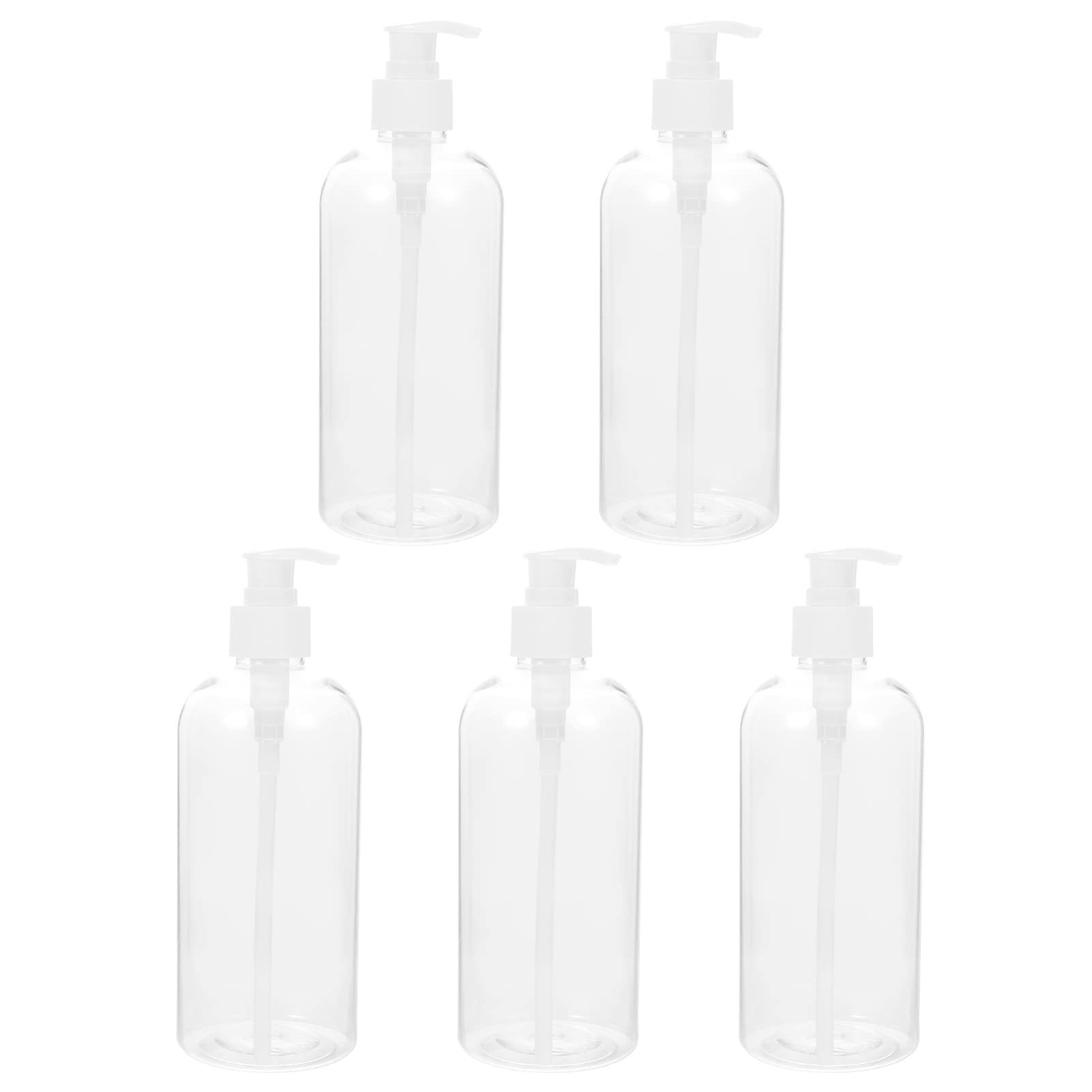 5pcs Transparent Press-Type Empty Bottles with Pump for Pet Shampoo, Shower Gel & Lotion - Bathroom Liquid Containers for Dog Grooming, Travel & Home Use
