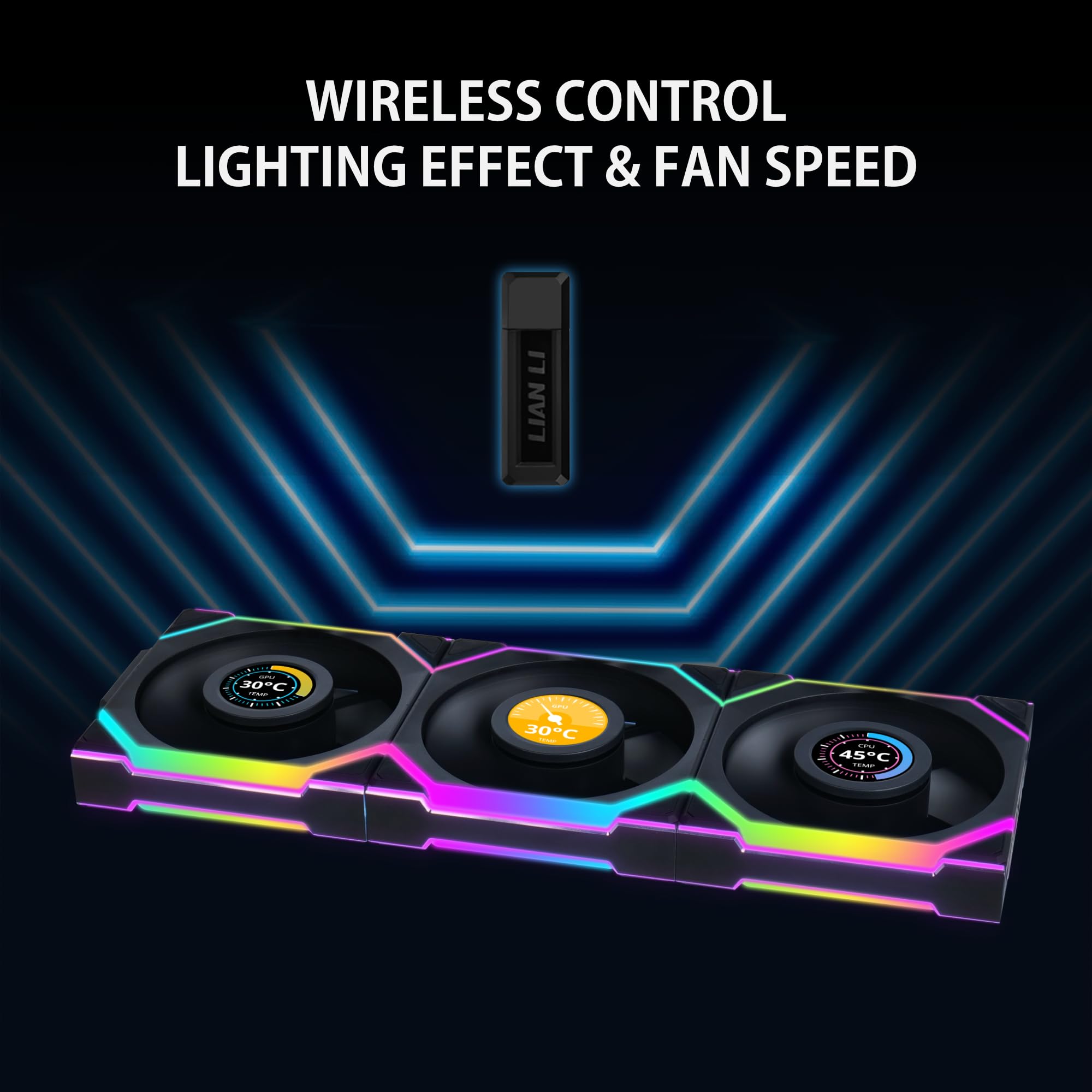 Lian Li UNI Fan SL-120 LCD Wireless RGB Triple Pack - 1.6