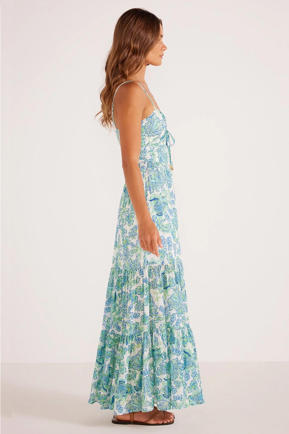 Alessia Blue Floral Strappy Maxi Dress - Women's Summer Boho Beach Dress for Vacation, Wedding & Outdoor Parties