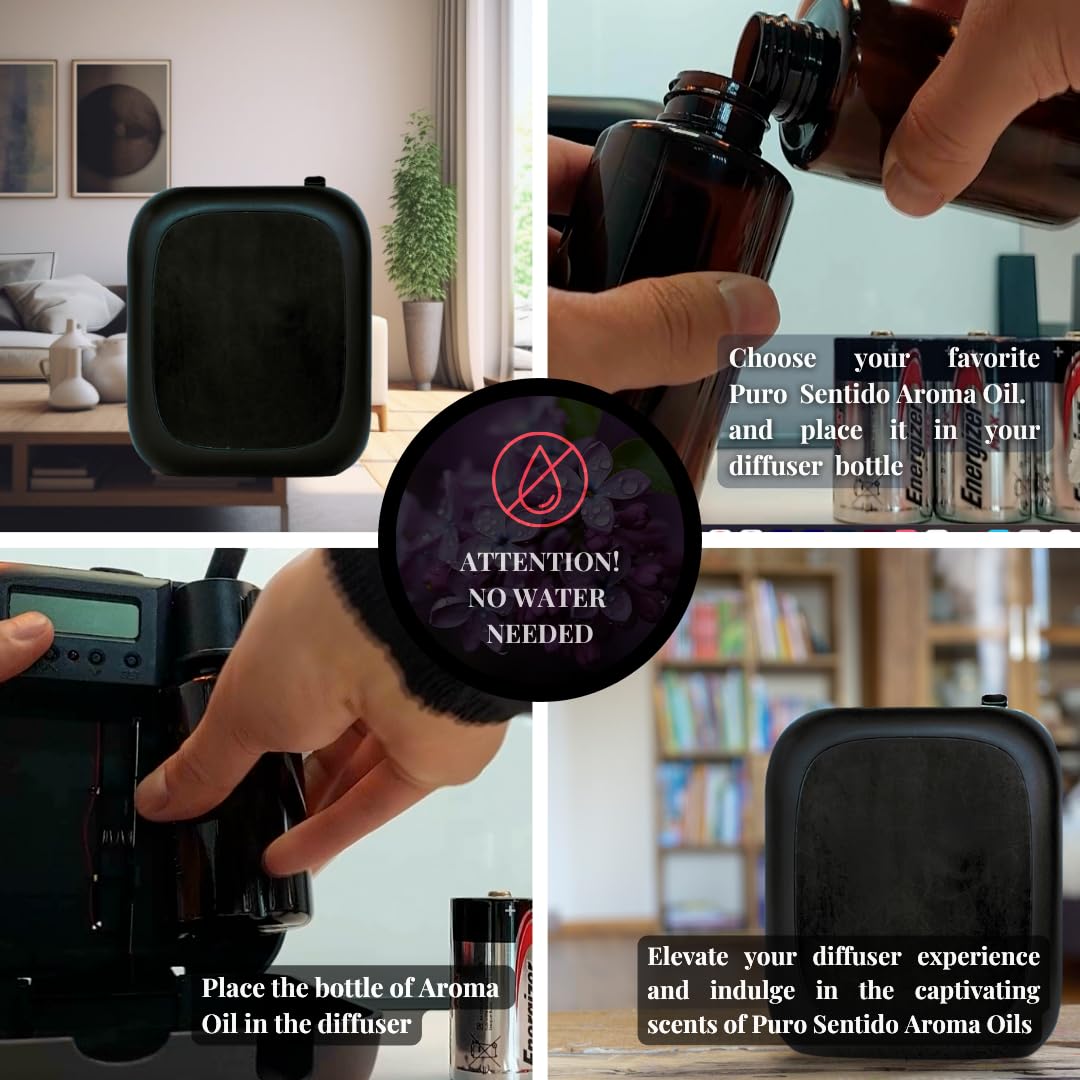 Puro Sentido by Scentrade - Battery Powered Aroma Diffuser for Home & Office, Automatic Operation, 6.8 Fl Oz Essential Oil Diffuser Covers 5300 Sq.Ft (White) - Perfect for Bedroom, Living Room, Spa, Yoga Studio & Hotel Rooms