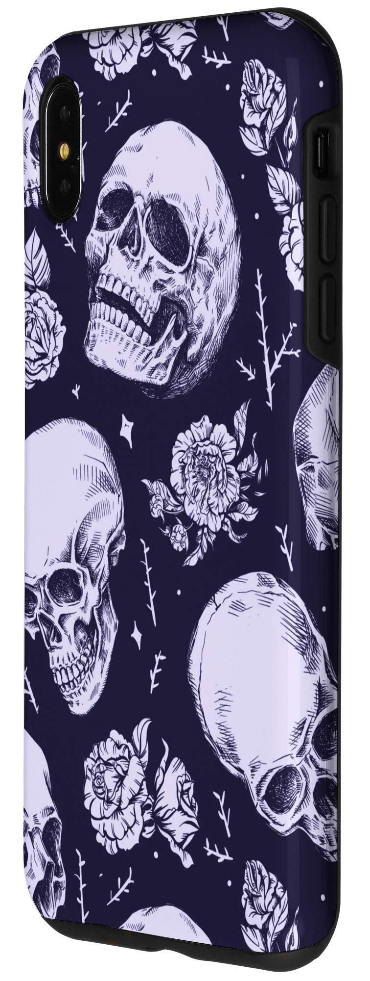 Vintage Skulls iPhone XS Max Case - Halloween Skulls & Roses Design Protective Cover for Daily Use, Parties & Special Events