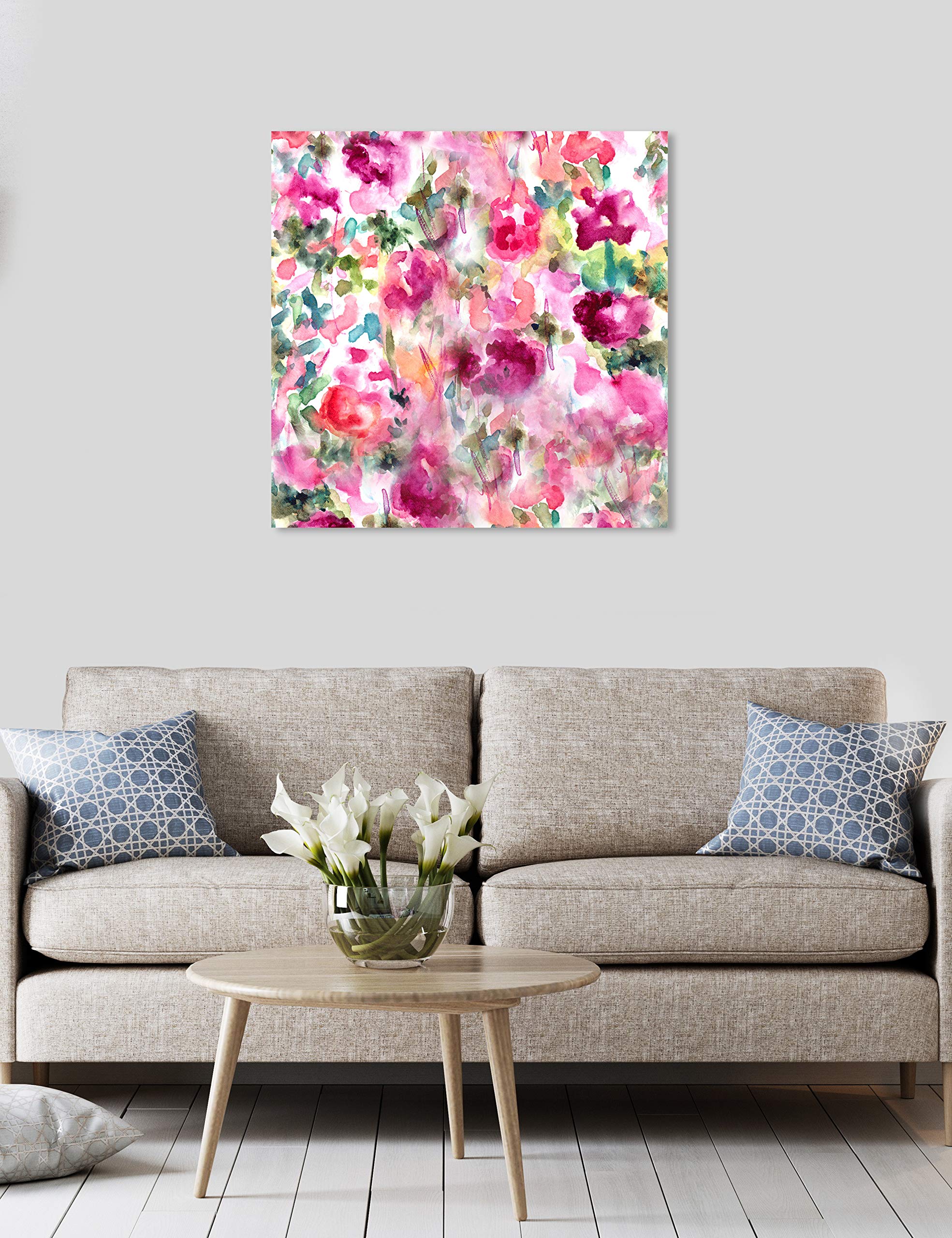 Oliver Gal Artist Co. Floral Wall Art Canvas Print - 30x30 Inch Pink & Green Home Decor - Perfect for Living Room, Bedroom & Office Decoration