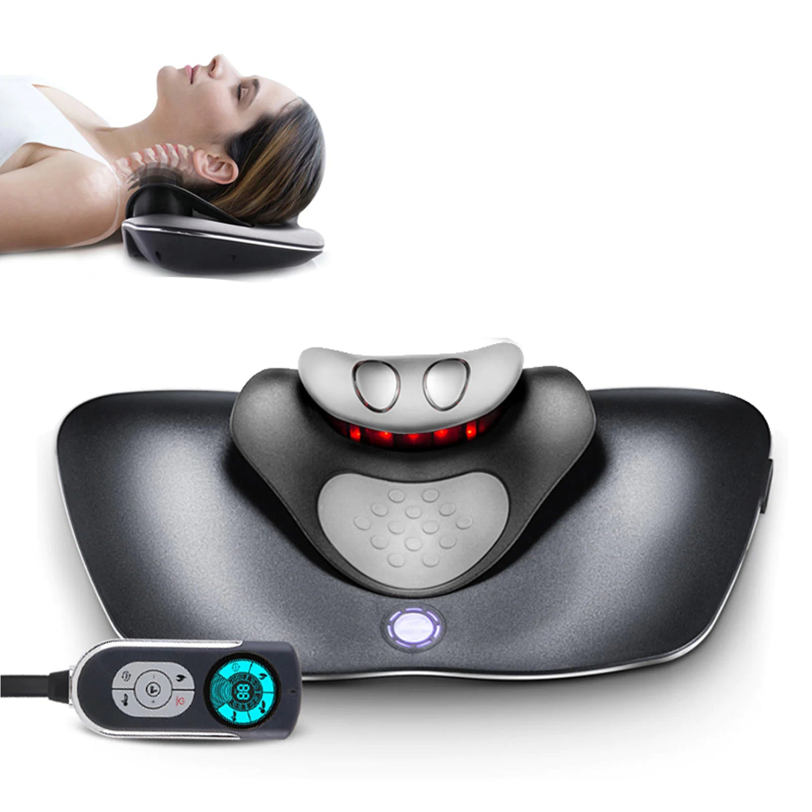 Relaxing Neck Massager with Heat & Vibration - Portable Pain Relief for Shoulder & Back - Perfect for Office, Travel & Home Use