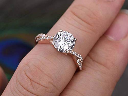 1.25 Carat Infinity Moissanite & Diamond Engagement Ring in 14K Rose Gold - Elegant Wedding Band, Promise Ring for Her, Anniversary Gift Idea