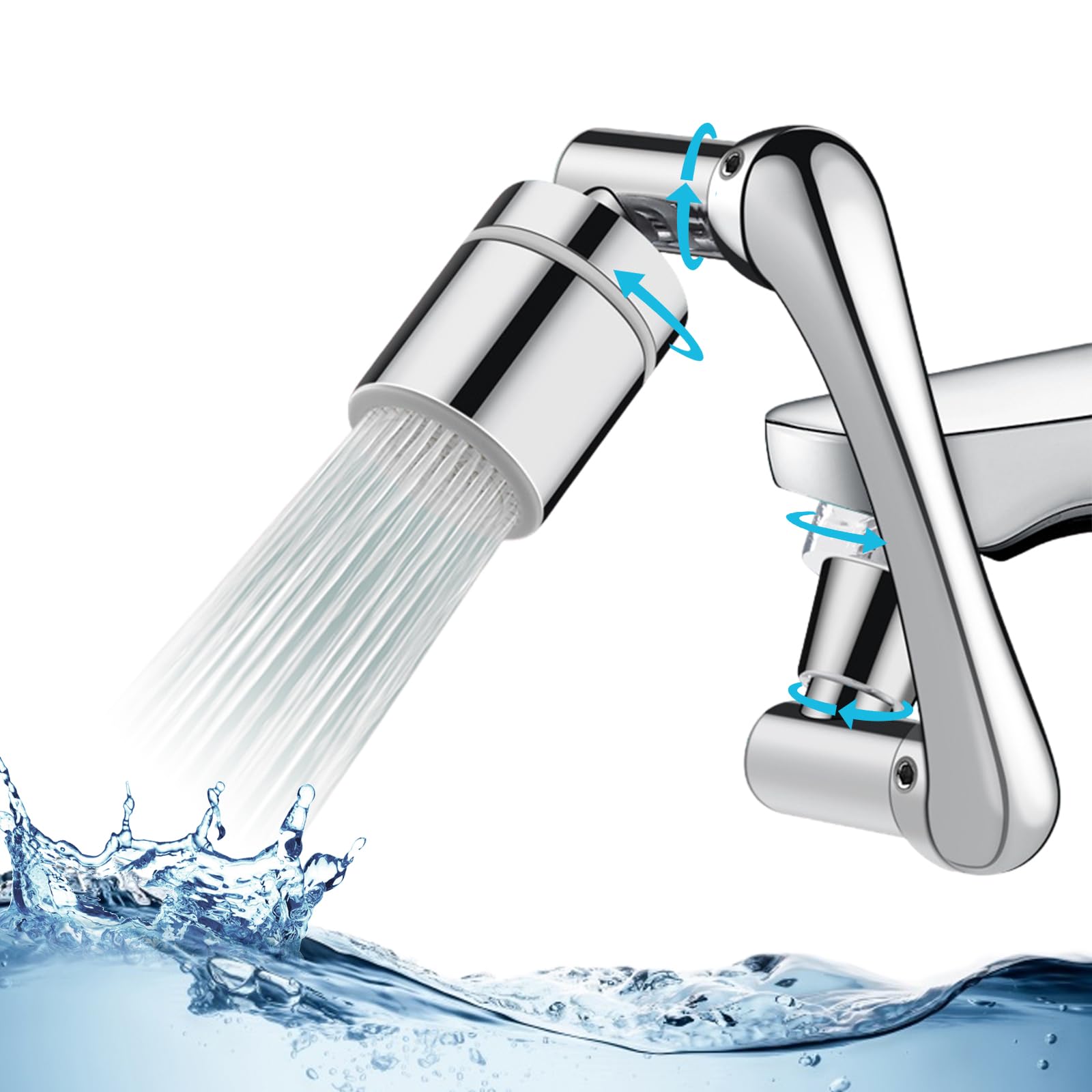 360° Swivel Faucet Extender with 2 Spray Modes - Universal Kitchen & Bathroom Sink Adapter, Splash-Free Water Filter Extension for Easy Dish Washing and Hand Cleaning