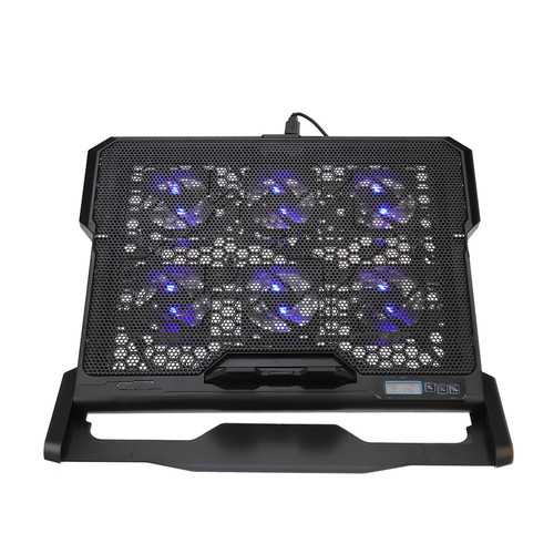 Adjustable Laptop Cooling Pad with 6 USB-Powered Fans for 12-15.6 Inch Notebooks - Portable Computer Stand for Gaming, Office & Home Use