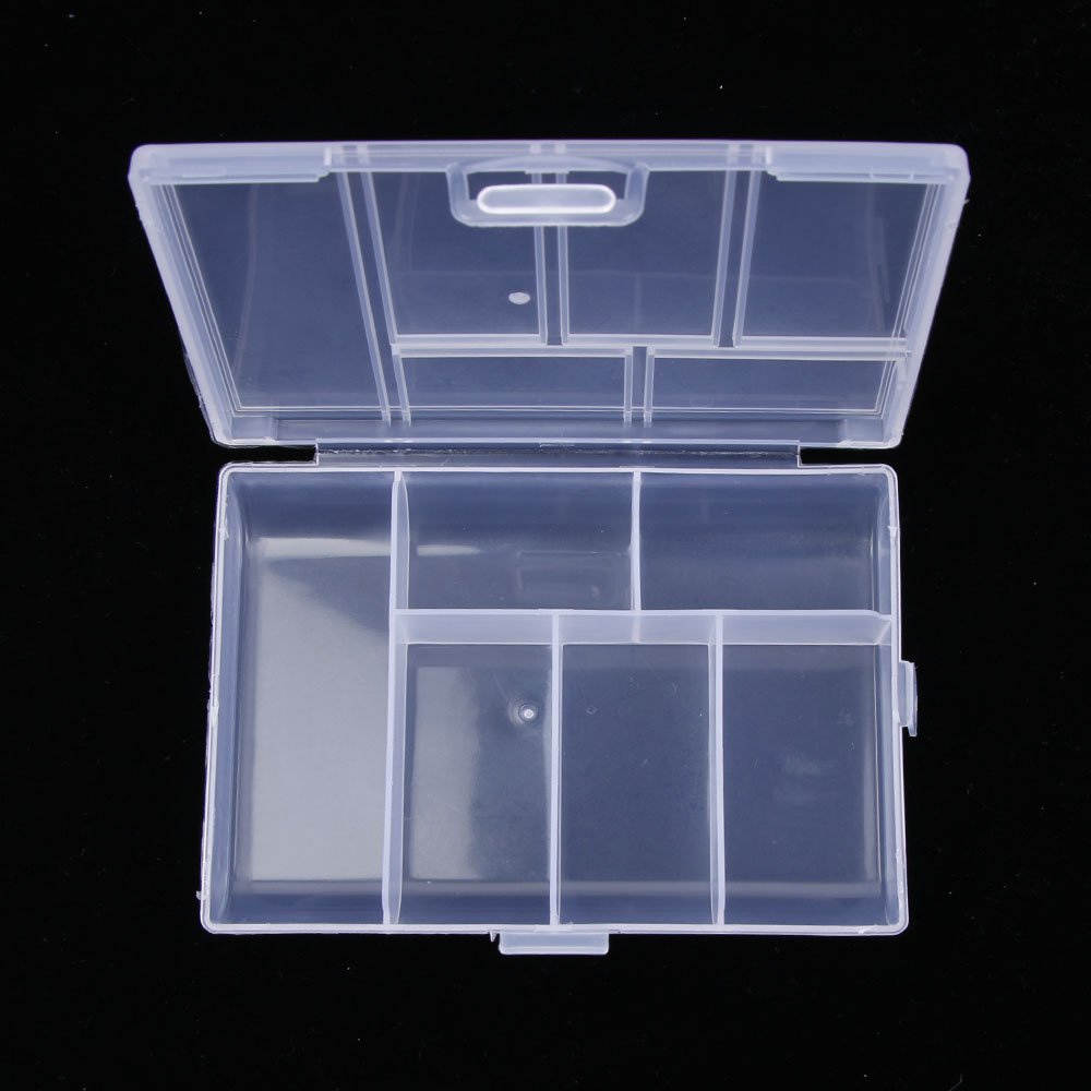 2 Pack Clear Plastic Jewelry Organizer Boxes with 6 Grid Dividers - Perfect for Earrings, Rings, Necklaces & Small Accessories Storage - Ideal for Travel, Home & Retail Display