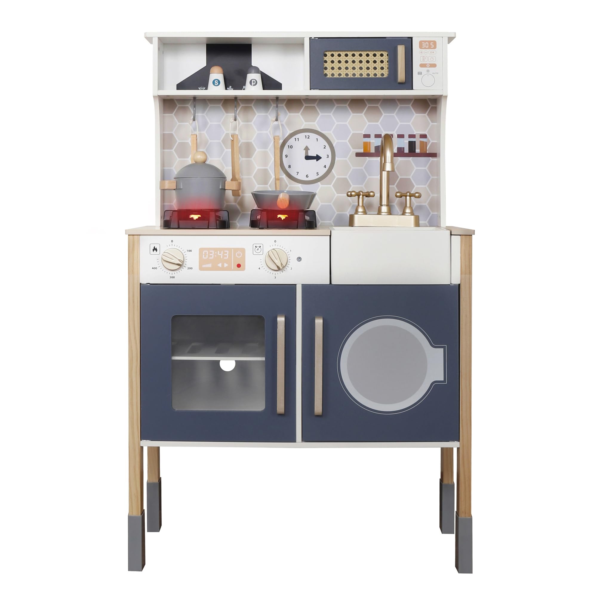 Electronic Toy Kitchen Playset for Kids with Light & Sound - Pretend Play Cooking Set with Cookware Accessories - Educational Gift for 3+ Year Old Boys & Girls - Perfect for Birthday, Christmas & Role Play Fun