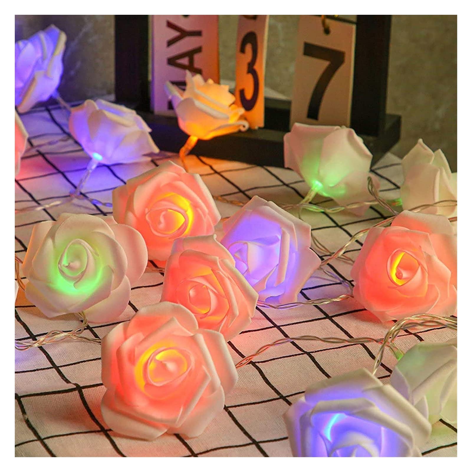 Cocostor Waterproof LED Rose Fairy Lights - Silver Wire Firefly String Lights, Battery Operated Floral Decor for Romantic Wedding, Garden, Bedroom & Outdoor Party Lighting