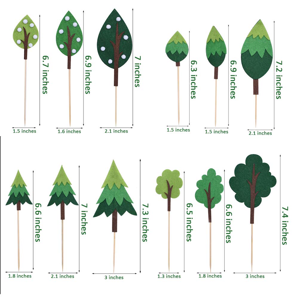 Handmade Woodland Green Trees Cake Topper - Forest Theme Cake Decorations for Birthday, Baby Shower & Kids Party Supplies | Perfect for Wedding, Baby Shower, Birthday Cakes and DIY Dessert Decorations