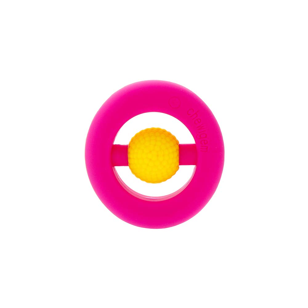 Chewigem Pocket-Sized Chewable Fidget Toy for Autism, ADHD & Anxiety Relief - Non-Toxic, Washable Sensory Stimming Aid for Kids & Adults (Pink & Yellow) - Perfect for School, Travel & Stress Management