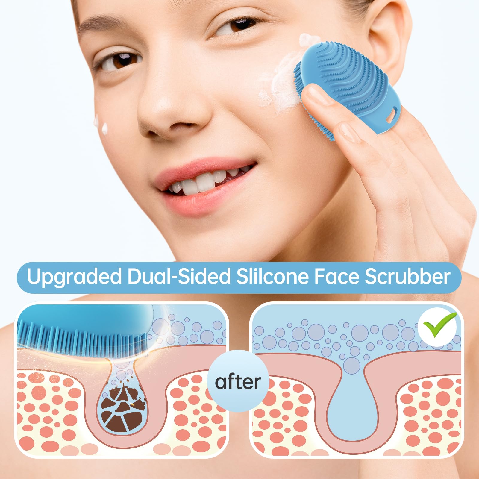 4 Pack Silicone Face Scrubber Exfoliator - Gentle Waterproof Facial Cleansing Brush for Sensitive Skin, Men & Women - Perfect for Daily Skincare Routine & Travel