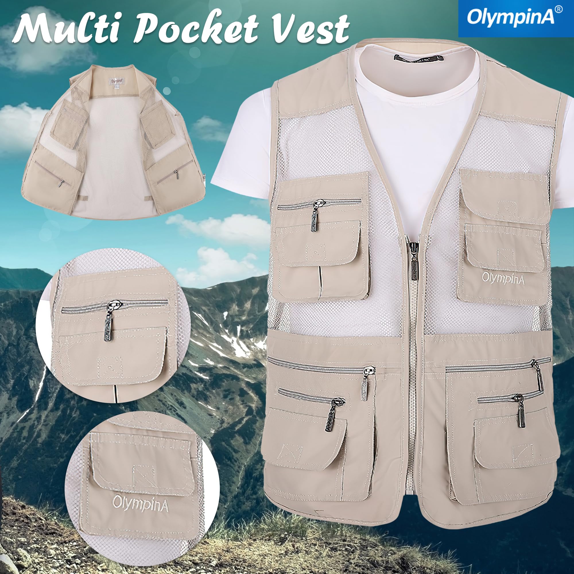 Men's Multi-Pocket Fishing Vest for Hiking & Photography