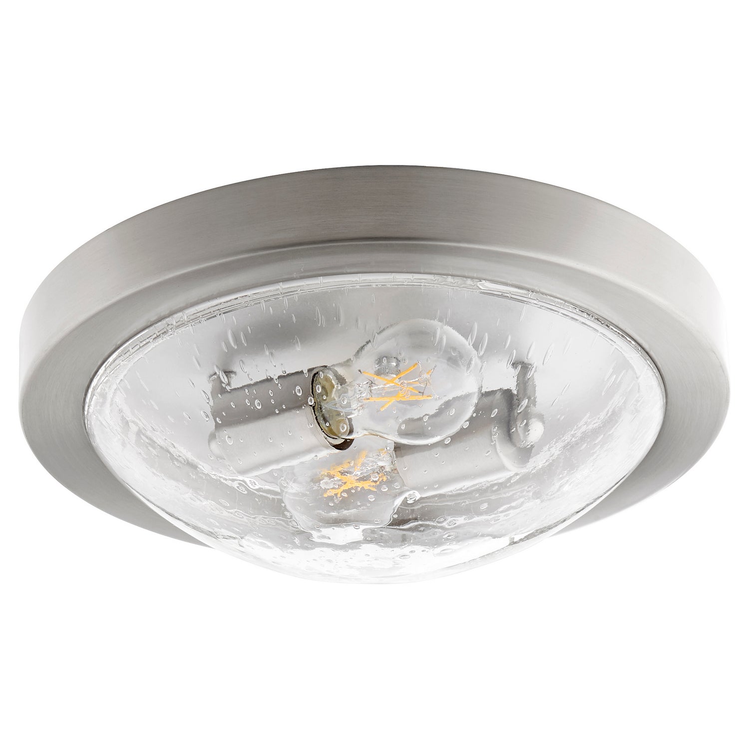 3502 Contempo Two-Light Ceiling Mount Fixture in Satin Nickel with Clear/Seeded Glass - Perfect for Dining Room, Bedroom or Hallway Lighting